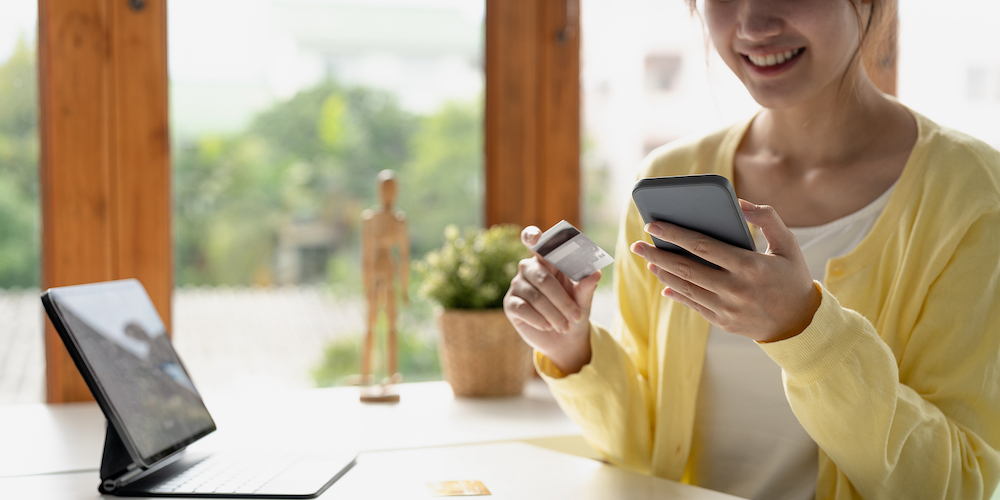 Close Up Of Girl Hold Bank Credit Card