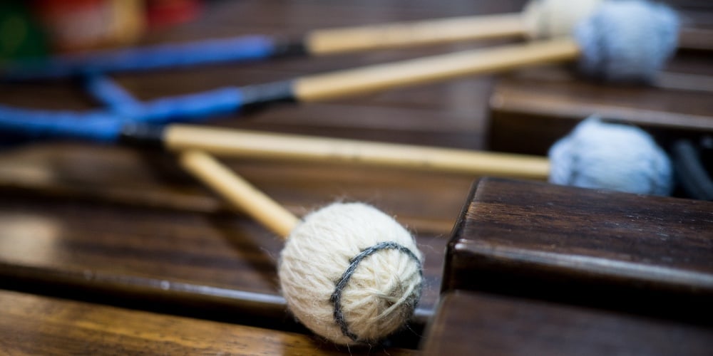 Marimba Sticks On The Instrument